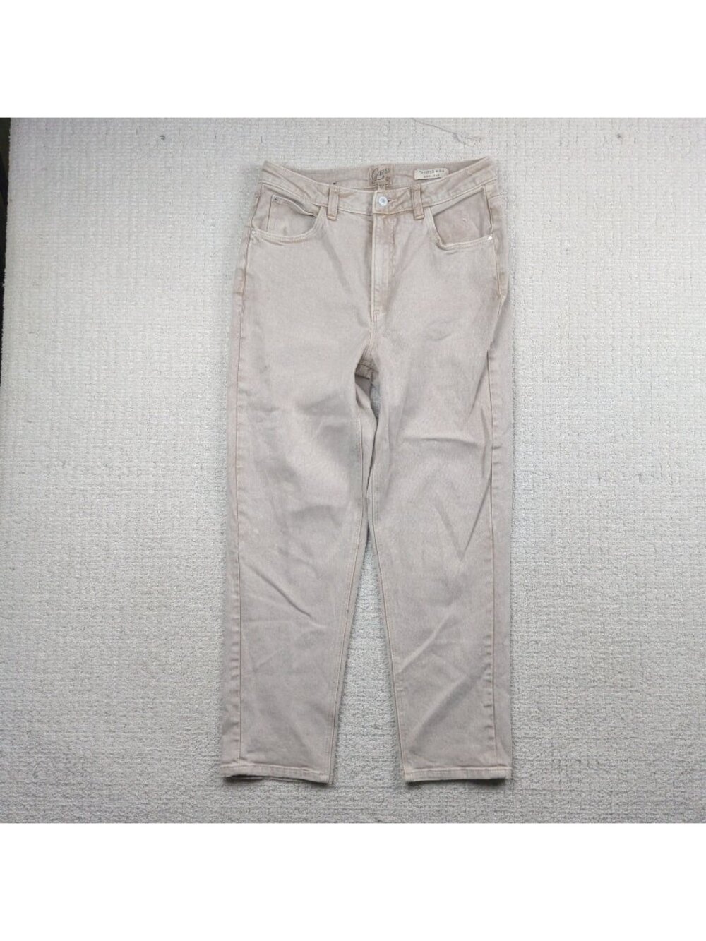 Vintage Guess Jeans Womens 30 Faded Off-White High Rise Slim Mom Tapered